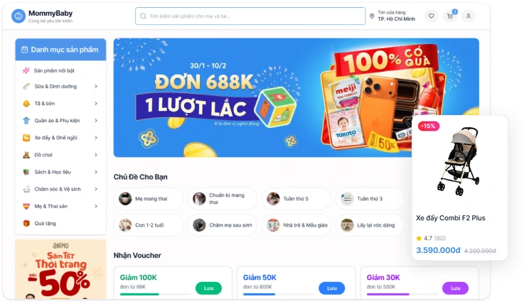 Mockup giao diện website thương mại điện tử mẫu