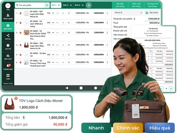 Giao diện phần mềm bán hàng POS Bado Retail