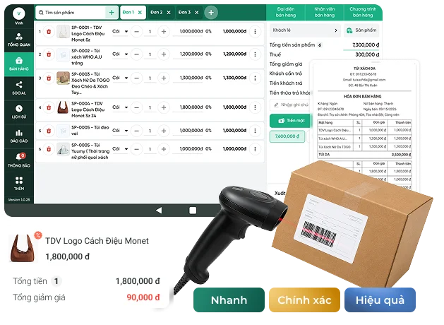Giao diện phần mềm quản lý mã vạch Bado Retail