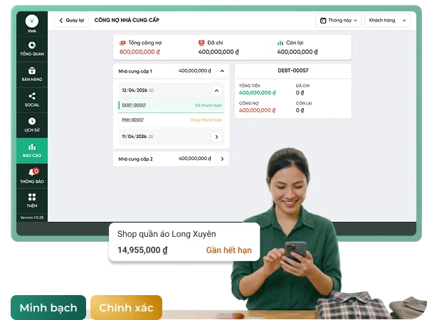 Phần mềm quản lý công nợ Bado Retail