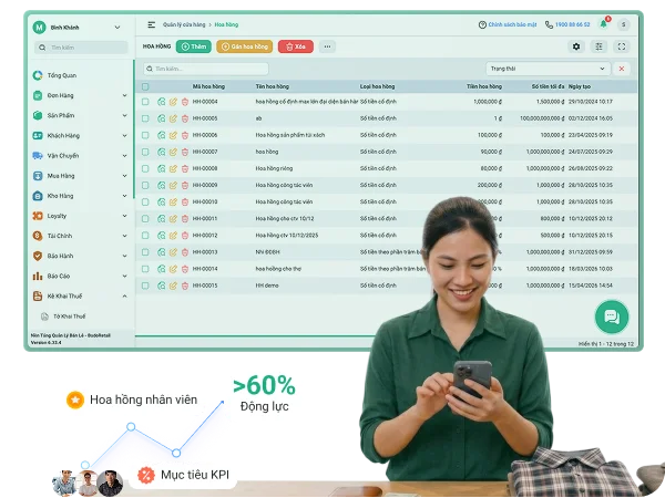 Phần mềm tính hoa hồng nhân viên Bado Retail
