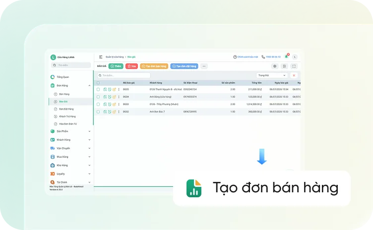 Chuyển báo giá thành đơn hàng