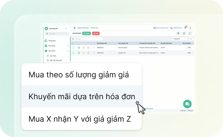 Thiết lập đa dạng khuyến mãi