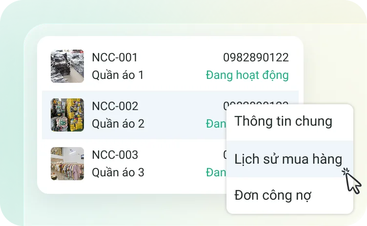 Quản lý thông tin nhà cung cấp