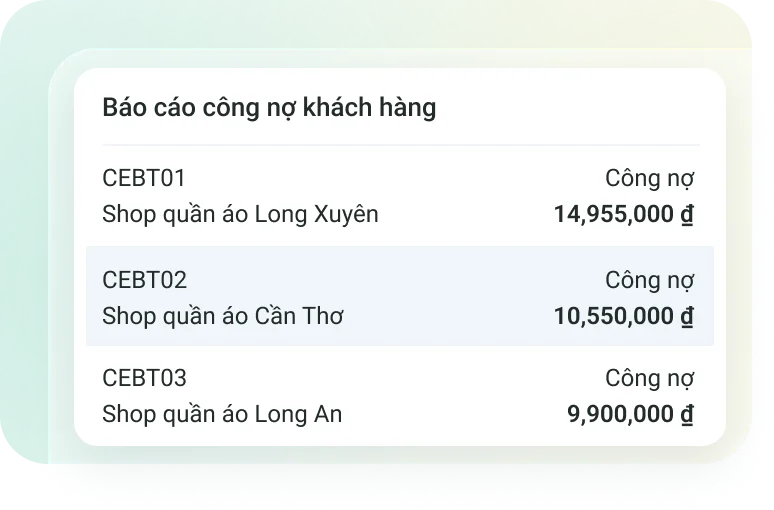 Quản lý công nợ đại lý, đối tác