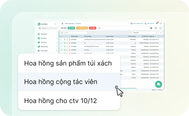 Tự động tính hoa hồng