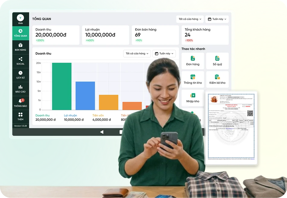 Khách hàng sử dụng tính năng kế toán cho hộ kinh doanh của Bado Retail