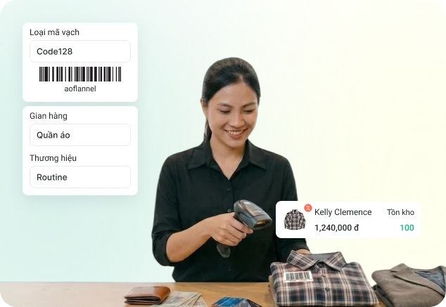 Khách hàng quét mã vạch siêu tốc để tìm kiếm sản phẩm và lên đơn