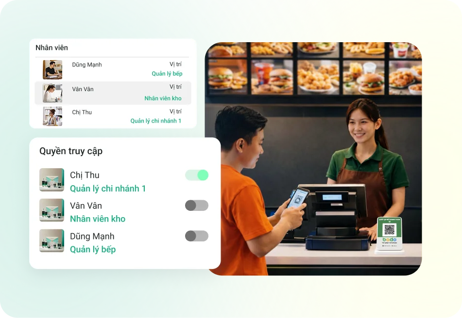 Khách hàng sử dụng tính năng phân quyền nhân viên của Bado Retail