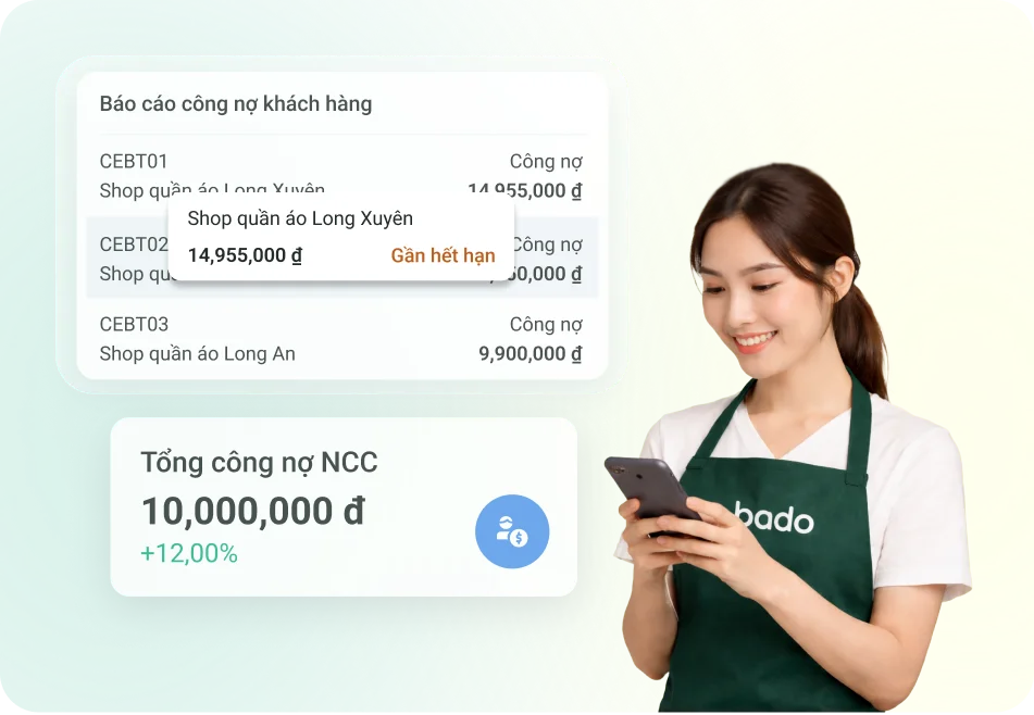 Khách hàng sử dụng tính năng quản lý công nợ của Bado Retail