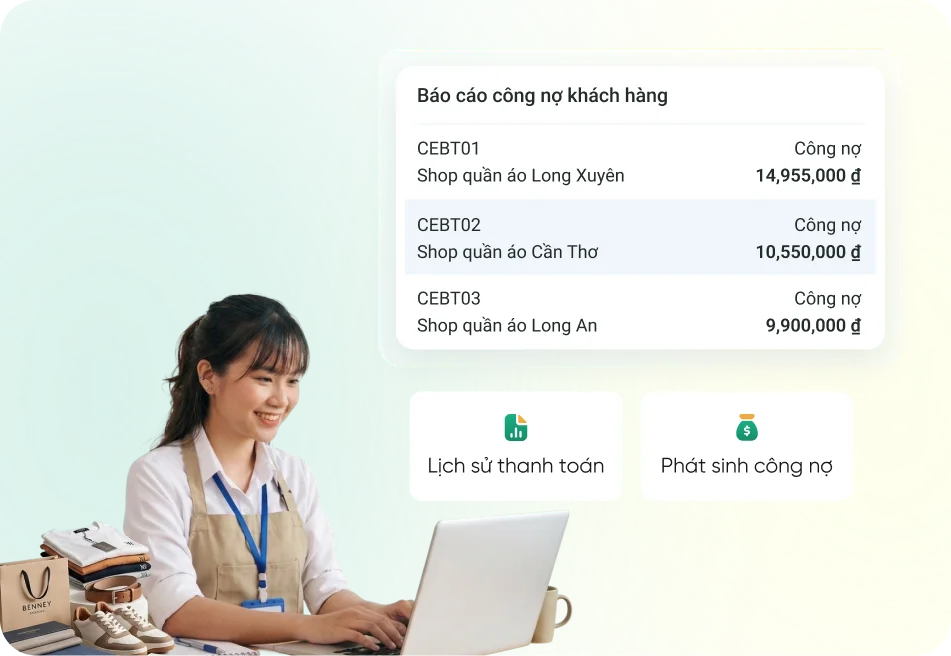 Khách hàng sử dụng tính năng quản lý công nợ của Bado Retail