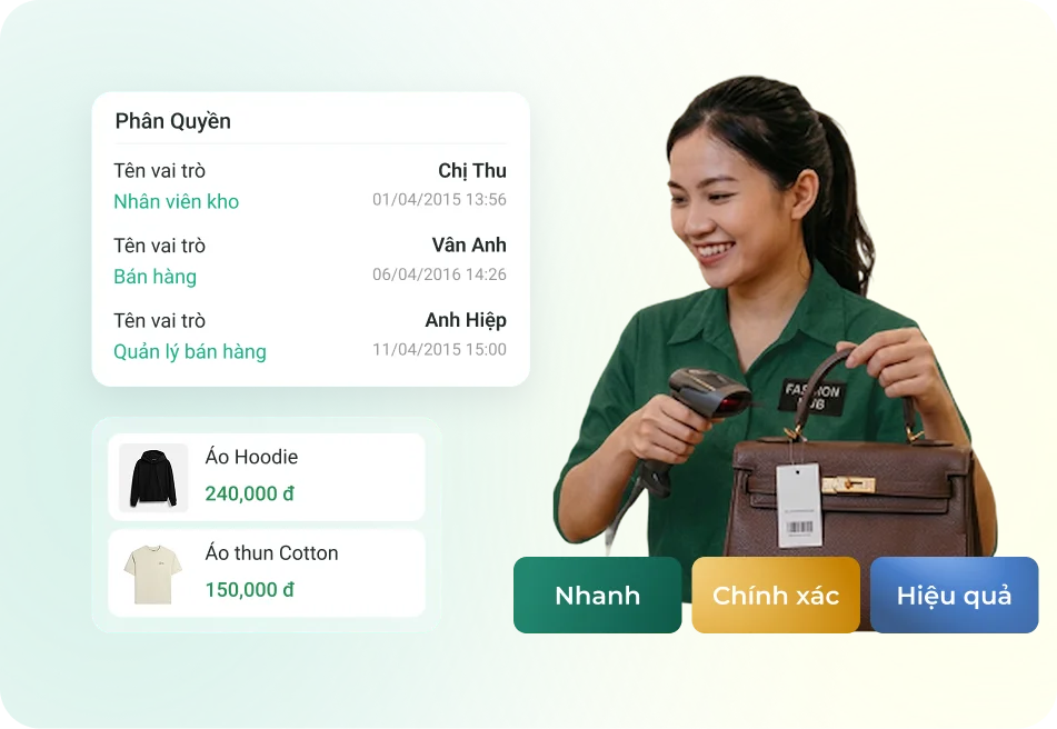 Khách hàng sử dụng tính năng quản lý nhân viên của Bado Retail