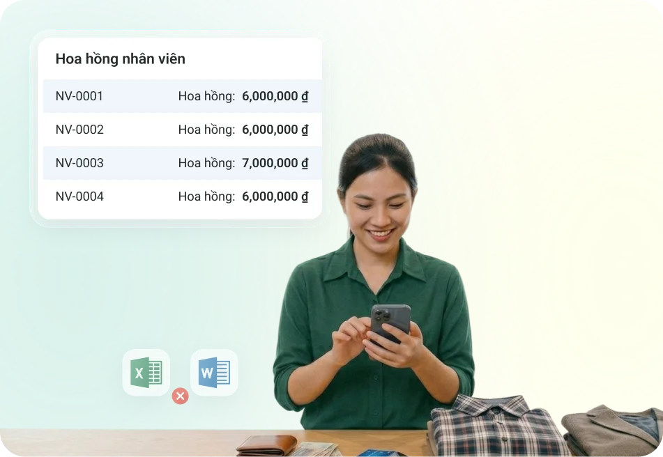 Khách hàng sử dụng tính năng tính hoa hồng nhân viên của Bado Retail