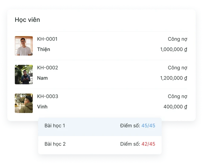 Quản lý học viên lớp học