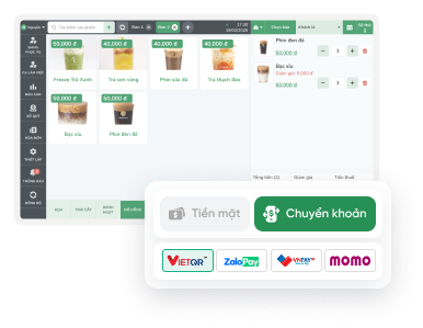 Hình thức thanh toán đa dạng trên Bado FnB mẫu