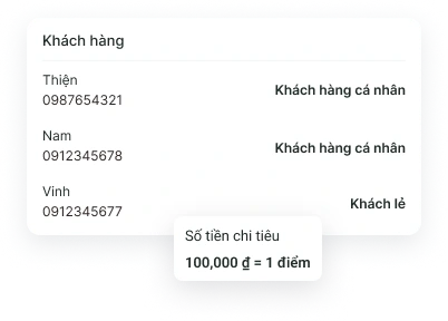 Giao diện quản lý khách hàng trên Bado FnB mẫu