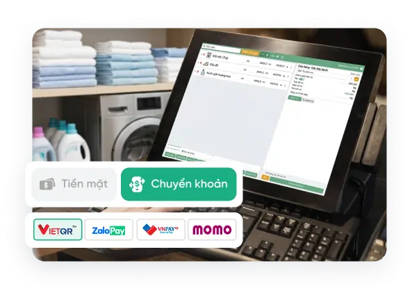 Màn hình thao tác nhanh tại quầy POS cho tiệm giặt sấy