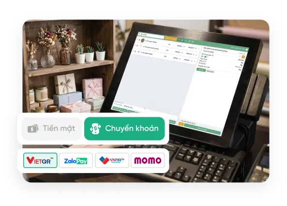 Màn hình thao tác bán hàng nhanh tại quầy POS cho shop hoa quà tặng
