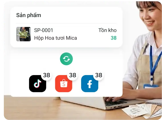 Màn hình đồng bộ dữ liệu bán hàng đa kênh cho cửa hàng hoa quà tặng