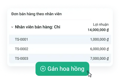 Màn hình quản lý nhân viên bán hàng cho cửa hàng hoa quà tặng