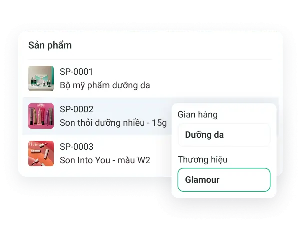 Màn hình tính năng bán hàng tại quầy cho cửa hàng mỹ phẩm