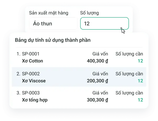 Màn hình quản lý kho nông sản thực phẩm