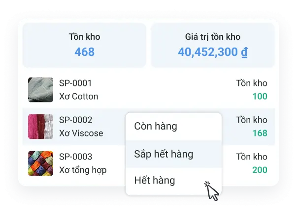 Màn hình chăm sóc khách hàng và công nợ
