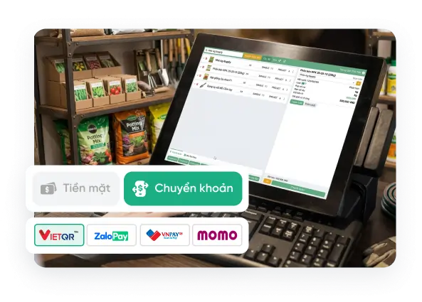 Màn hình thao tác bán hàng tại quầy POS cho cửa hàng vật tư nông nghiệp