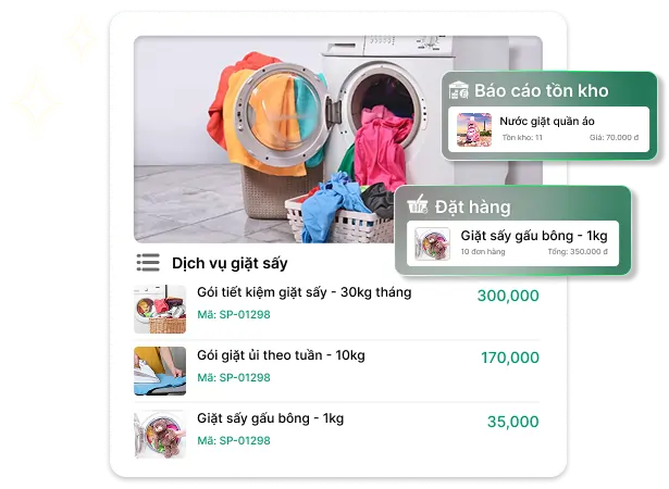 Giao diện phần mềm quản lý giặt sấy Bado Retail