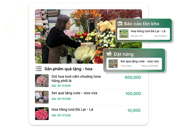 Giao diện phần mềm quản lý hoa & quà tặng Bado Retail