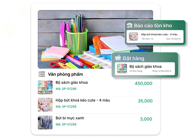 Màn hình phần mềm quản lý nhà sách và văn phòng phẩm Bado