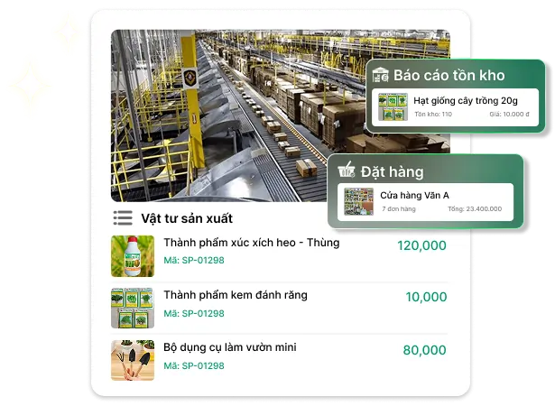 Màn hình phần mềm quản lý sản xuất Bado