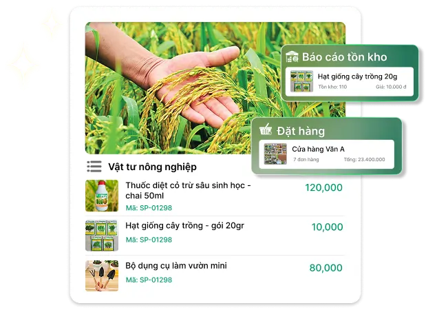 Màn hình phần mềm quản lý vật tư nông nghiệp Bado