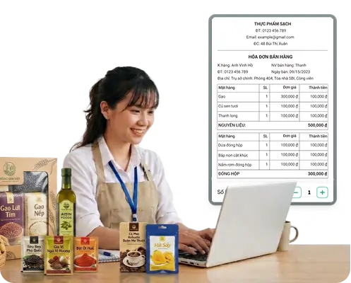 Khách hàng sử dụng Bado tại cửa hàng nông sản và thực phẩm