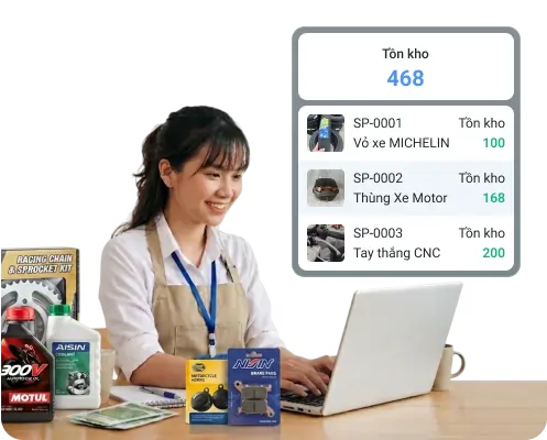Khách hàng sử dụng Bado tại cửa hàng xe máy và phụ tùng