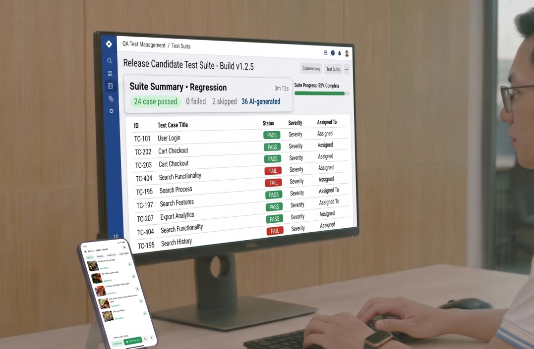 QA engineer tracking test automation and release build status at Bado