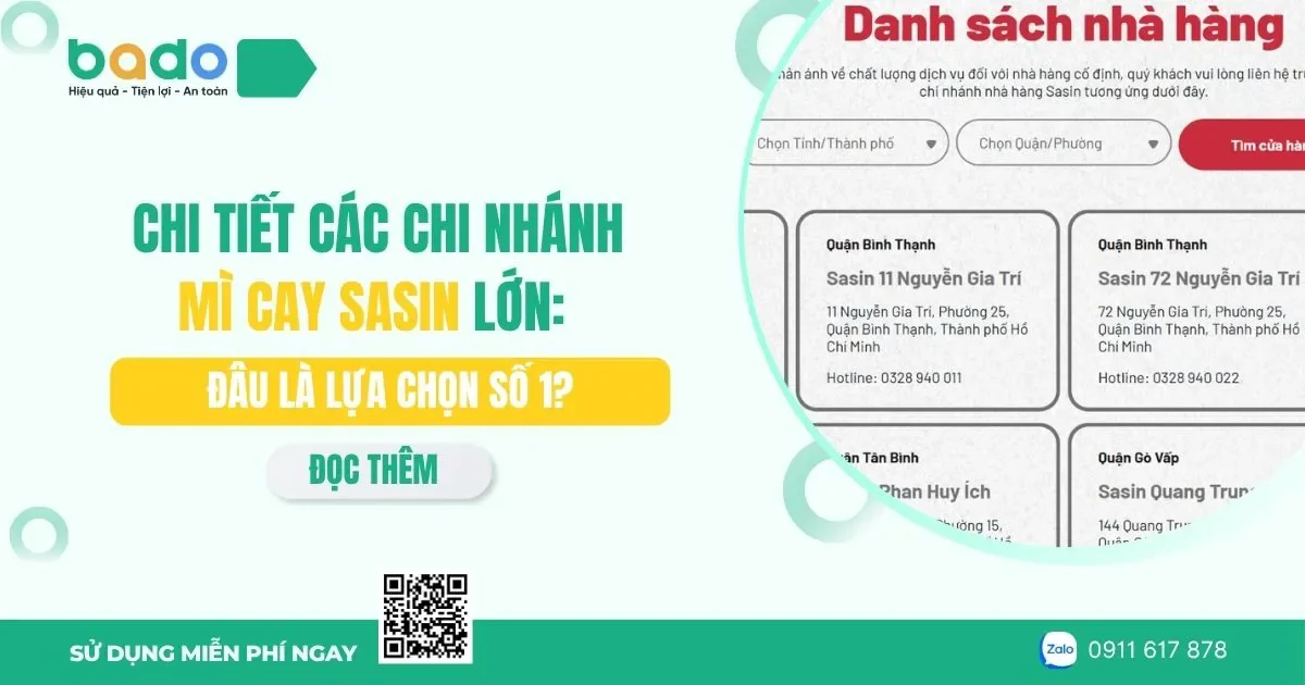 Chi nhánh mì cay Sasin: Địa chỉ, hotline mới nhất