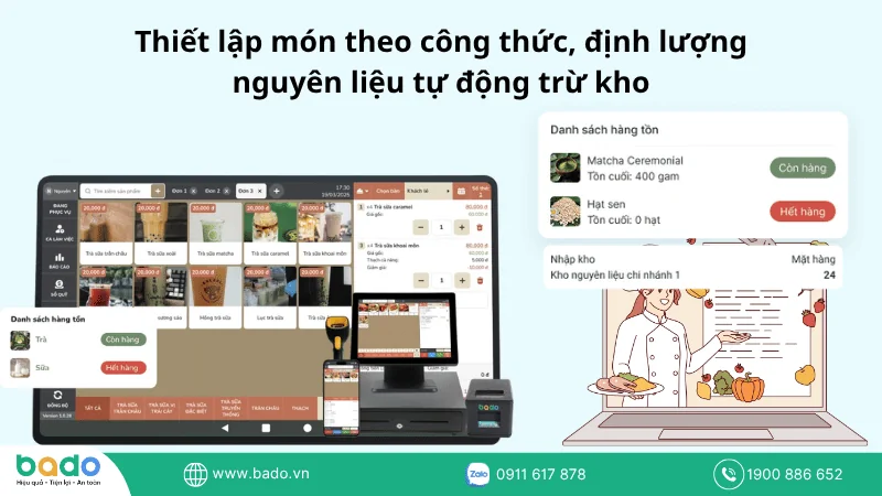 Thiết lập món theo công thức, định lượng nguyên liệu tự động trừ kho.png