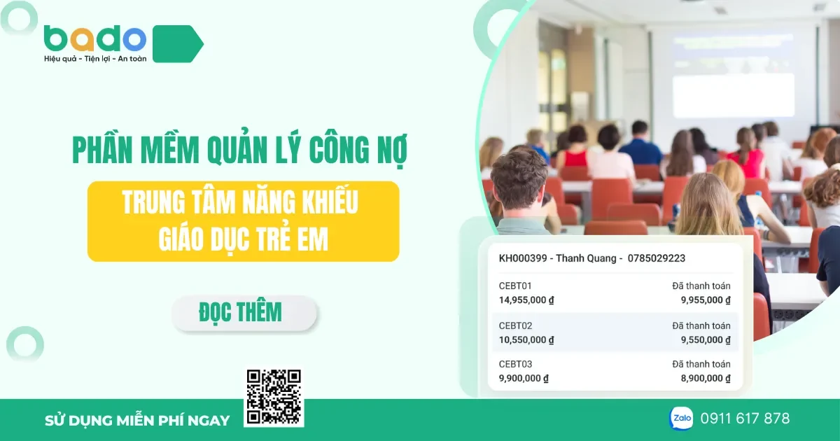 Phần mềm quản lý công nợ trung tâm năng khiếu