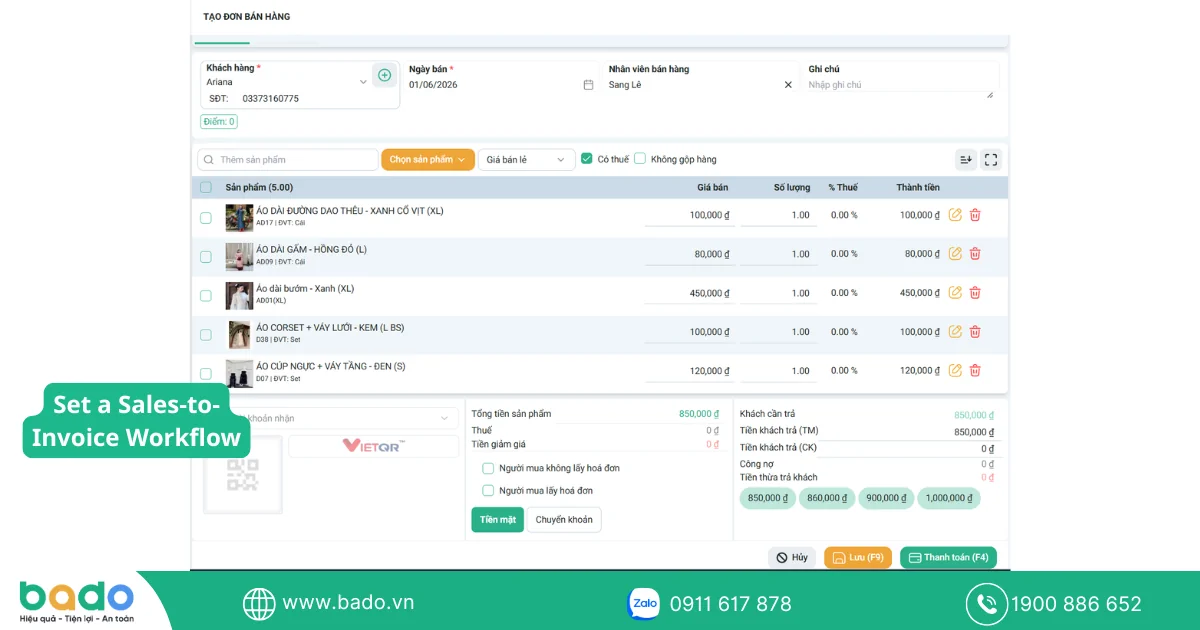 Set a Sales-to-Invoice Workflow