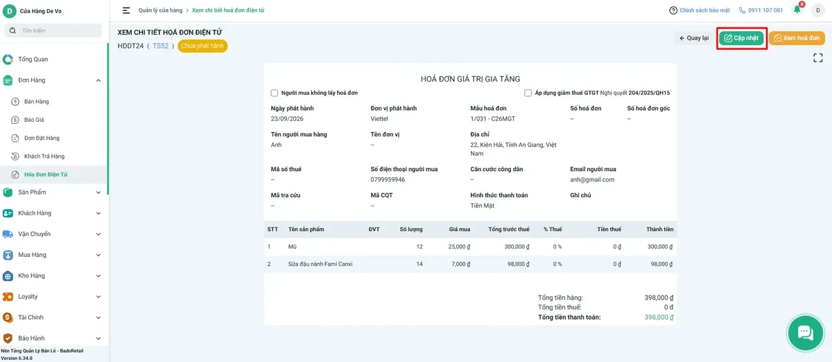 hoặc nhấn Cập nhật.webp