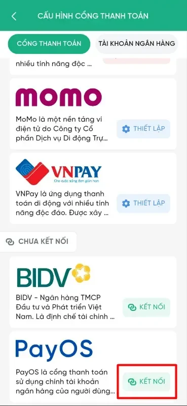 Nhấn v&agrave;o n&uacute;t KẾT NỐI