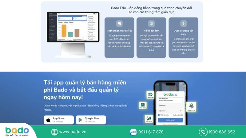 Bado Edu - Phần mềm quản lý trung tâm giáo dục toàn diện