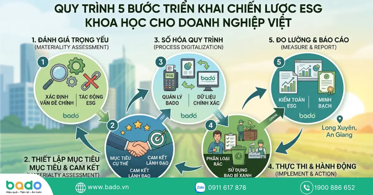 quy trình 5 bước triển khai chiến lược ESG