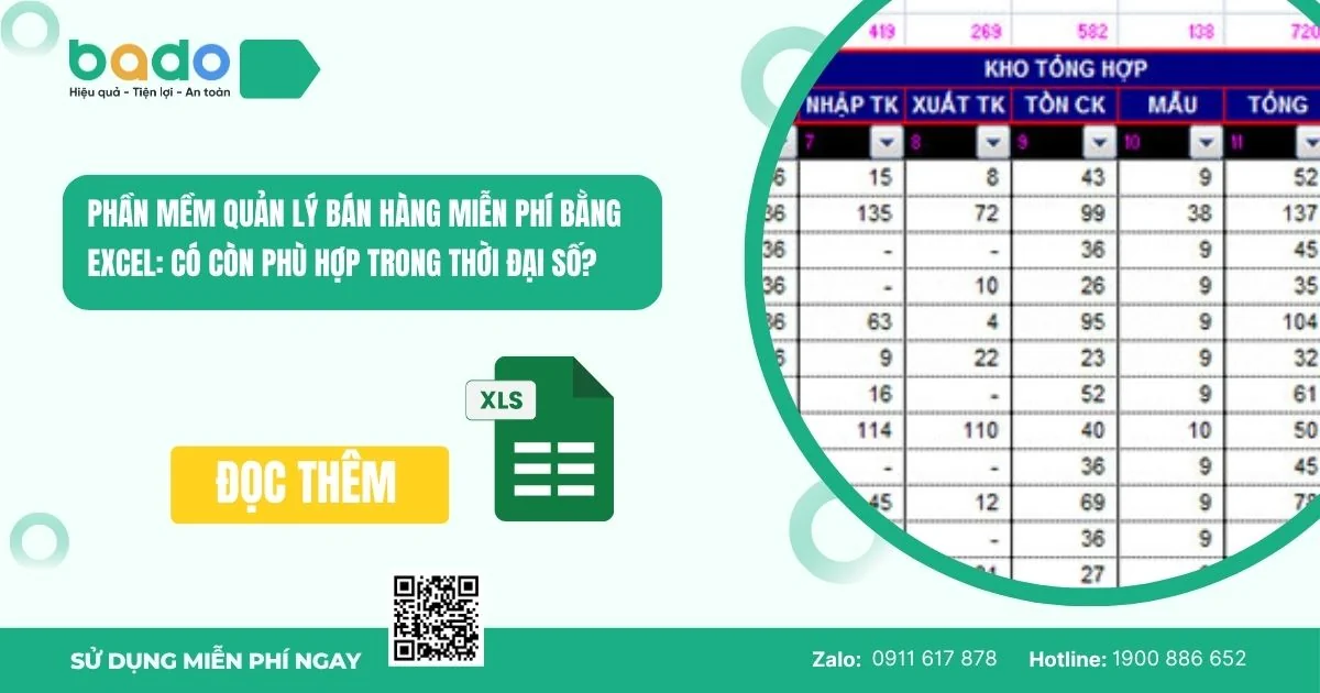 Phần mềm quản lý bán hàng miễn phí bằng Excel