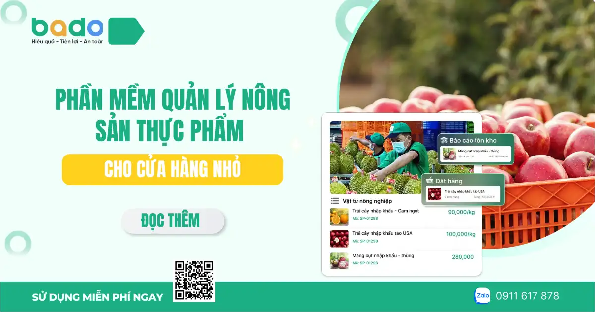 Phần mềm quản lý nông sản thực phẩm cho cửa hàng nhỏ