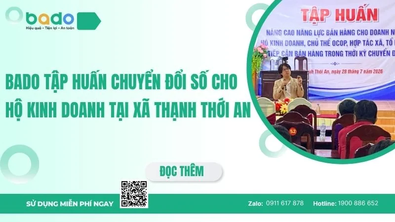Bado tập huấn chuyển đổi số cho hộ kinh doanh tại xã Thạnh Thới An