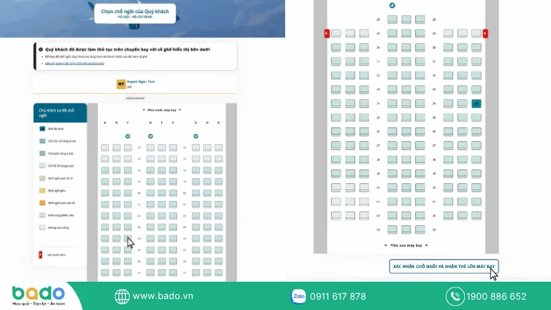 Sơ đồ khoang hành khách của máy bay sẽ được hiển thị.png