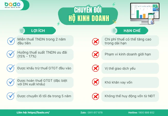 Lợi ích và hạn chế chuyển từ hộ kinh doanh lên doanh nghiệp