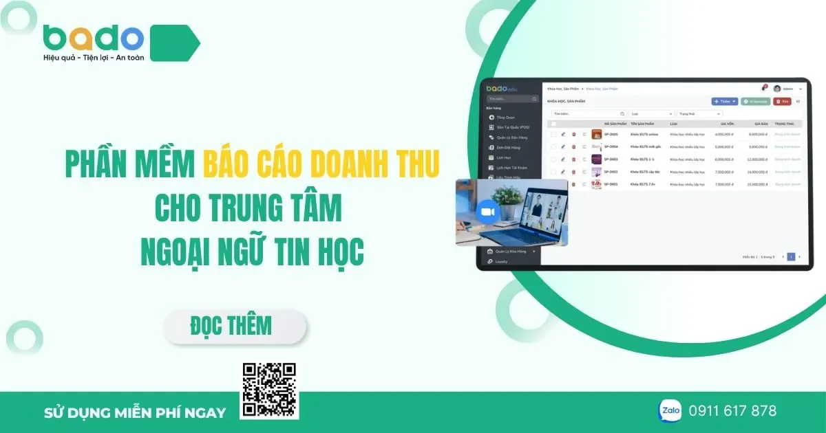 Phần Mềm Báo Cáo Doanh Thu Cho Trung Tâm Ngoại Ngữ Tin Học